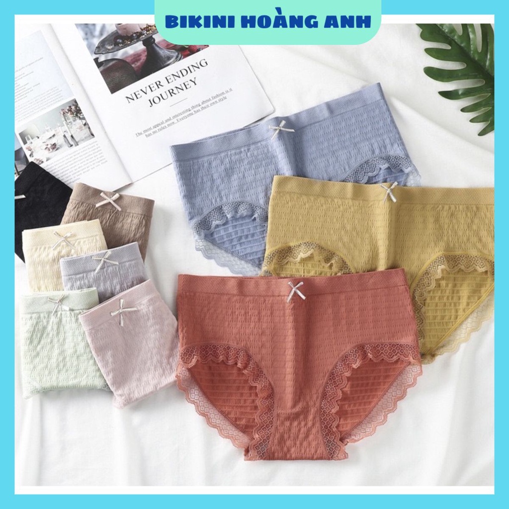 Quần Lót Nữ Cotton Dệt Kim - Quần Chip Nữ kháng khuẩn thoáng mát đính nơ xinh tôn vòng 3 gợi cảm mẫu 016