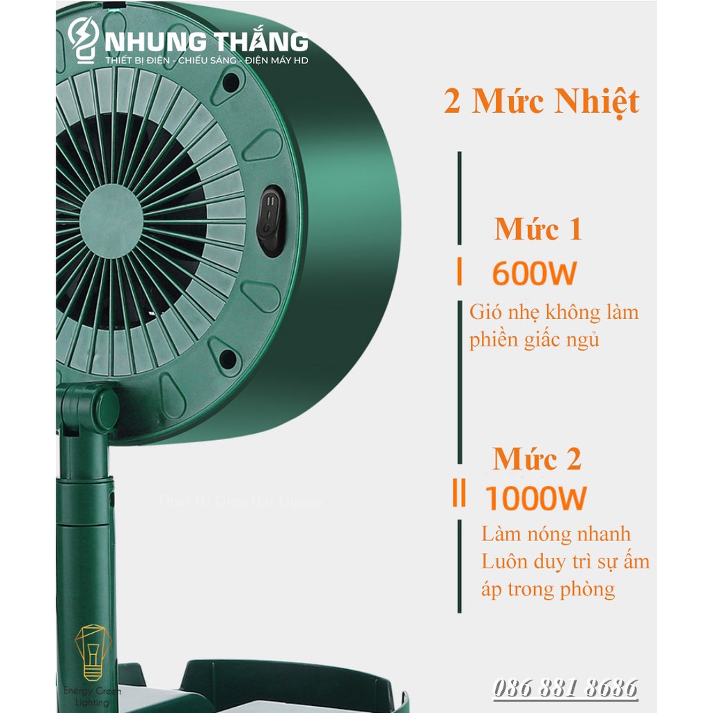 Máy Sưởi Để Bàn TN036, Quạt Sưởi Mini - Công Nghệ Sưởi Gốm PTC Ceramic-Làm Nóng Nhanh -Tích Hợp Tản Gió -Tiết Kiệm Điện