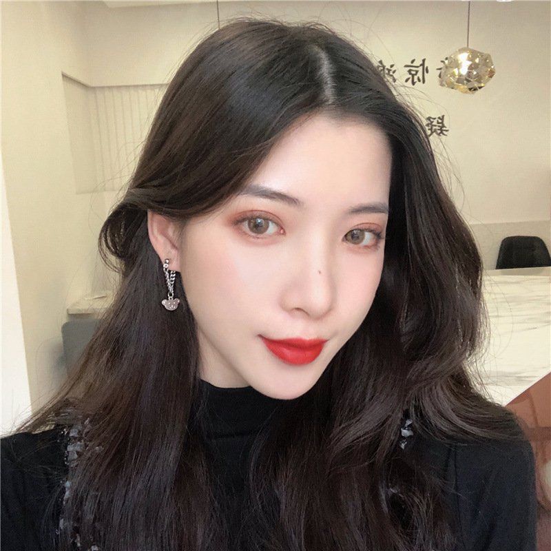 Khuyên tai dài, bông tai xích unisex mặt gấu cá tính phong cách hiphop cocochang shop