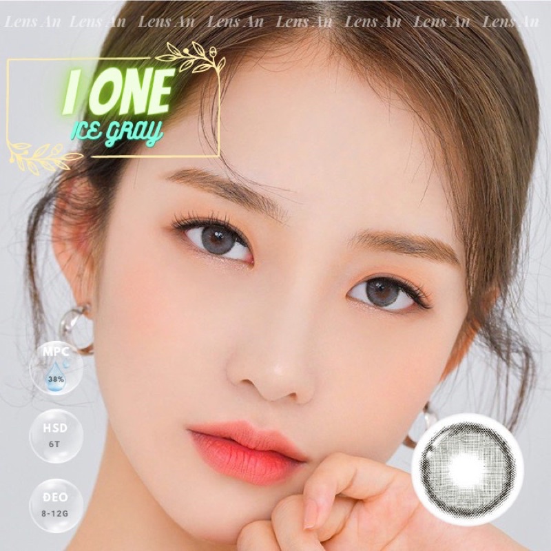 Kính áp tròng Hàn Quốc | Lens mắt cận  màu xám trà phủ bóng IONE ICE GRAY. Lens áp tròng tự nhiên GD
