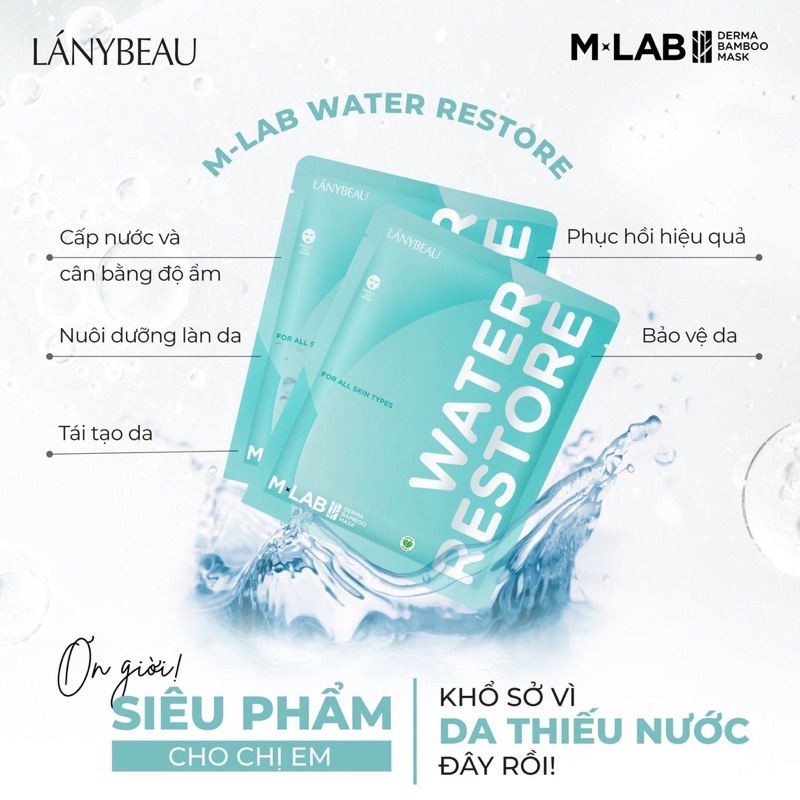 Bộ mặt nạ dưỡng da cấp ẩm sâu siêu tốc, dưỡng ẩm LÁNYBEAU MLAB Water Restore 2 hộp 14 miếng (28g/m) | BigBuy360 - bigbuy360.vn