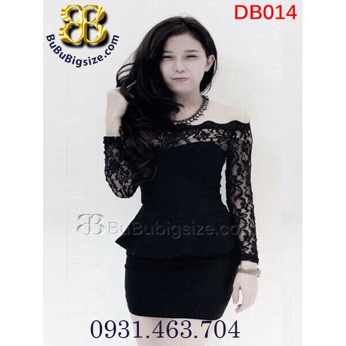 Đầm peplum phối ren trễ vai (DB014)