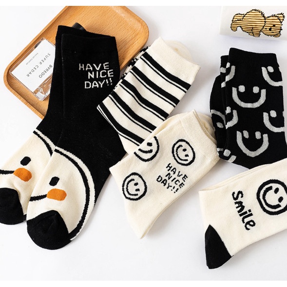 Vớ Tất Mặt Cười cao cổ Nam Nữ siêu dễ thương và xinh xắn