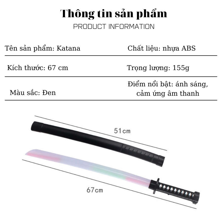 Kiếm Phát Sáng Katana 67 Cm - Kiếm Ánh Sáng - Đồ Chơi katana Nhựa Có Đèn và Âm Thanh