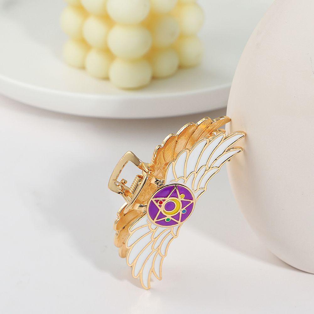 Kẹp Tóc Đuôi Ngựa Hình Thủy Thủ Mặt Trăng Đính Lông Vũ Giá Đỡ