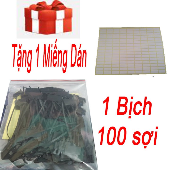 Dây Rút, Dây Thít Nhựa Ô Vuông100mm  Màu Đen Dùng Đánh Dấu Cáp Quan