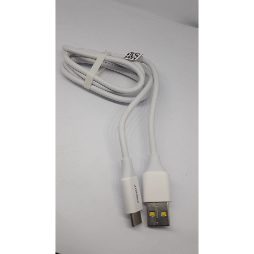 Cáp sạc Pisen USB type C 3A (TC05-1000, Quick charging) 1000mm White, Sạc truyền dữ liệu nhanh, chống gẫy gập