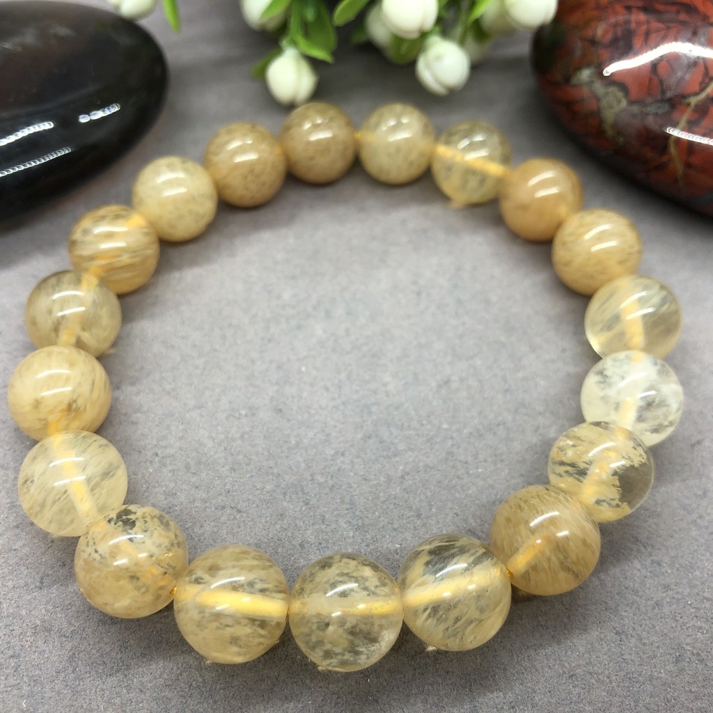 Vòng Đeo Tay Hạt Thạch Anh Thủy Tinh Khói Tự Nhiên Cho Món Quà Nữ 6/8/10 /12mm 308e