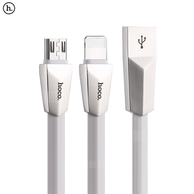 Cáp 2 đâu micro USB, lightning Hoco X4