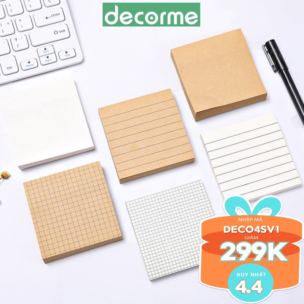 Tập 80 giấy note giấy nhớ basic KRAFT DecorMe