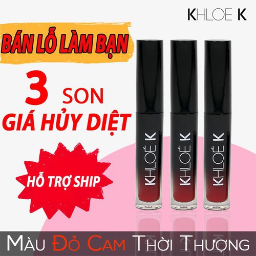 [SIÊU SALE] Combo3 Son Dưỡng dạng kem Cao Cấp Khloe K Màu Đỏ Cam kdphuc_shop03 | Thế Giới Skin Care