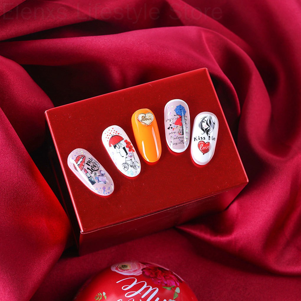 [Hàng mới về] Set 12 tờ nhãn dán trang trí móng tay thời trang cho nữ