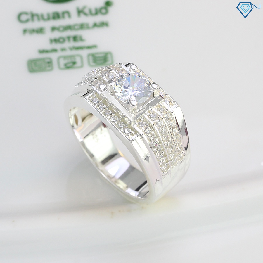 Nhẫn bạc nam đính đá sang trọng đơn giản NNA0303 - Trang sức TNJ