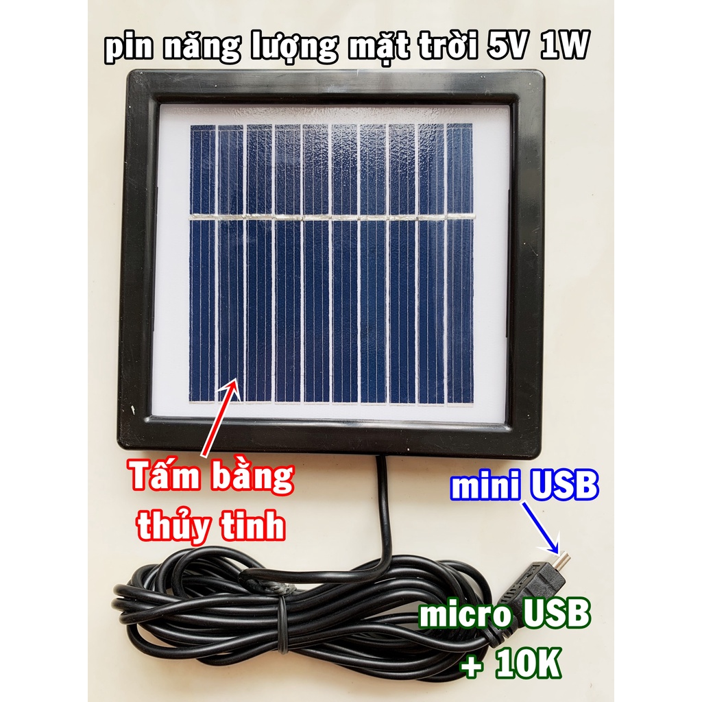 Pin năng lượng mặt trời 5V 1W dây dài 2.5 mét