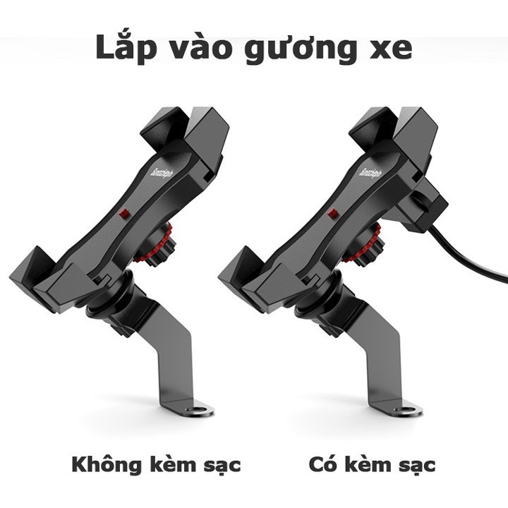 Kẹp điện thoại giá đỡ điện thoại gắn trên xe máy xe đạp có hỗ trợ sạc gắn bình ác quy | WebRaoVat - webraovat.net.vn