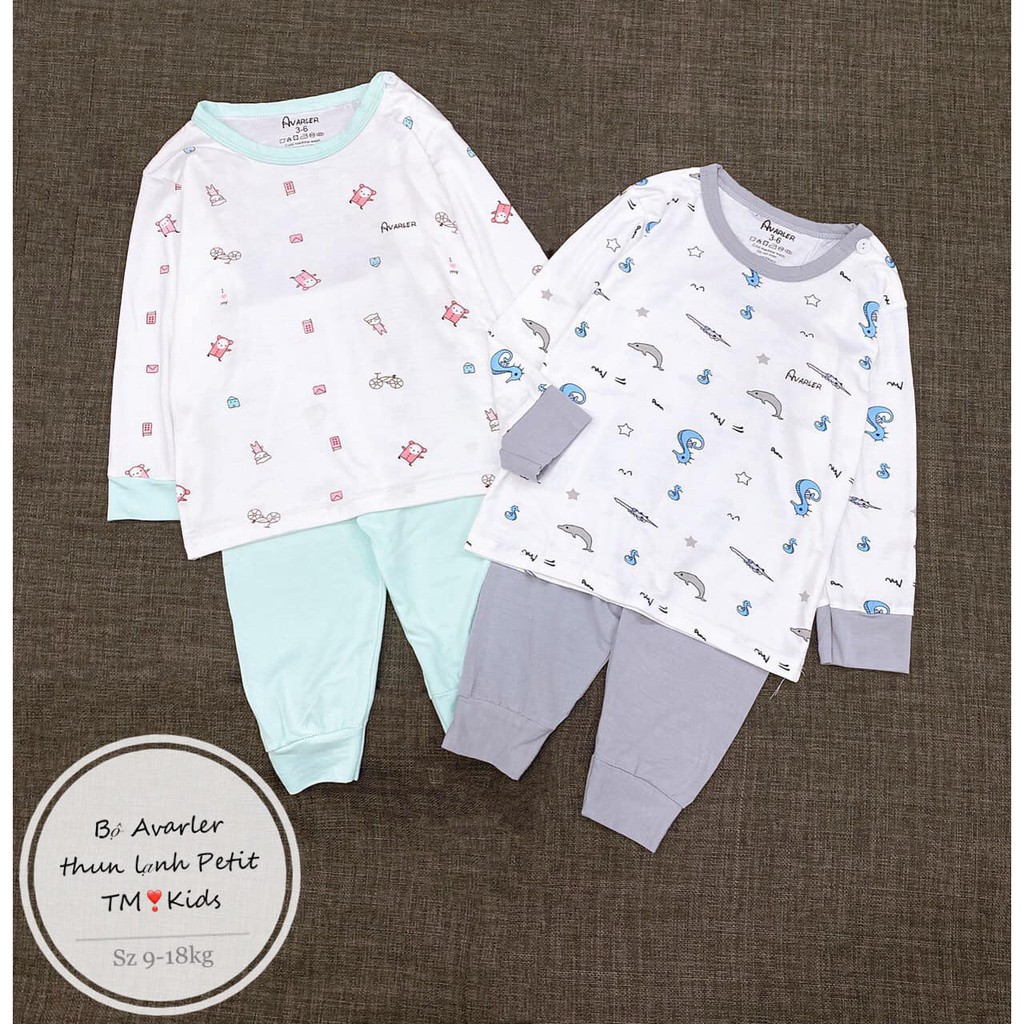 Bộ Avaler petit sợi tre dài tay co giãn 8 chiều cho bé 0-18 tháng