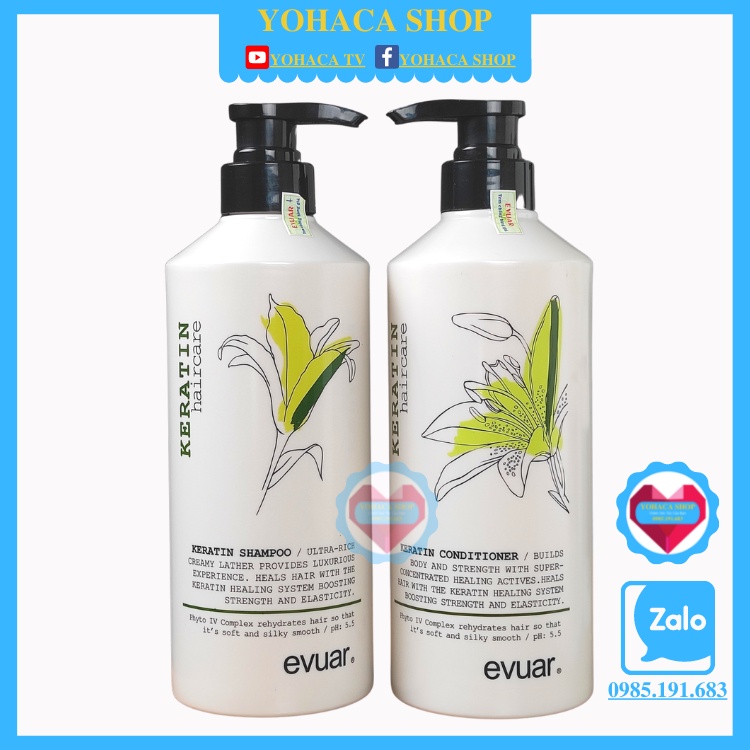 Lẻ Dầu Gội hoặc Dầu Xả Evuar Keratin 795ml