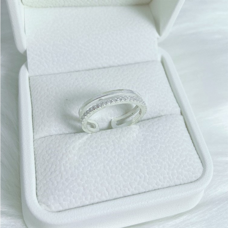 Nhẫn hở 2 hàng cá tính, nhẫn nữ chất liệu bạc ta sang trọng - Trang sức bạc Evasilver