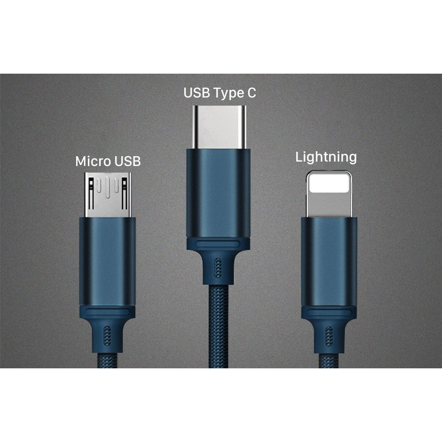 Cáp Sạc Remax 3 Đầu RC-131TH IPHONE - MICRO USB - TYPE C dây dù  FREESHIP