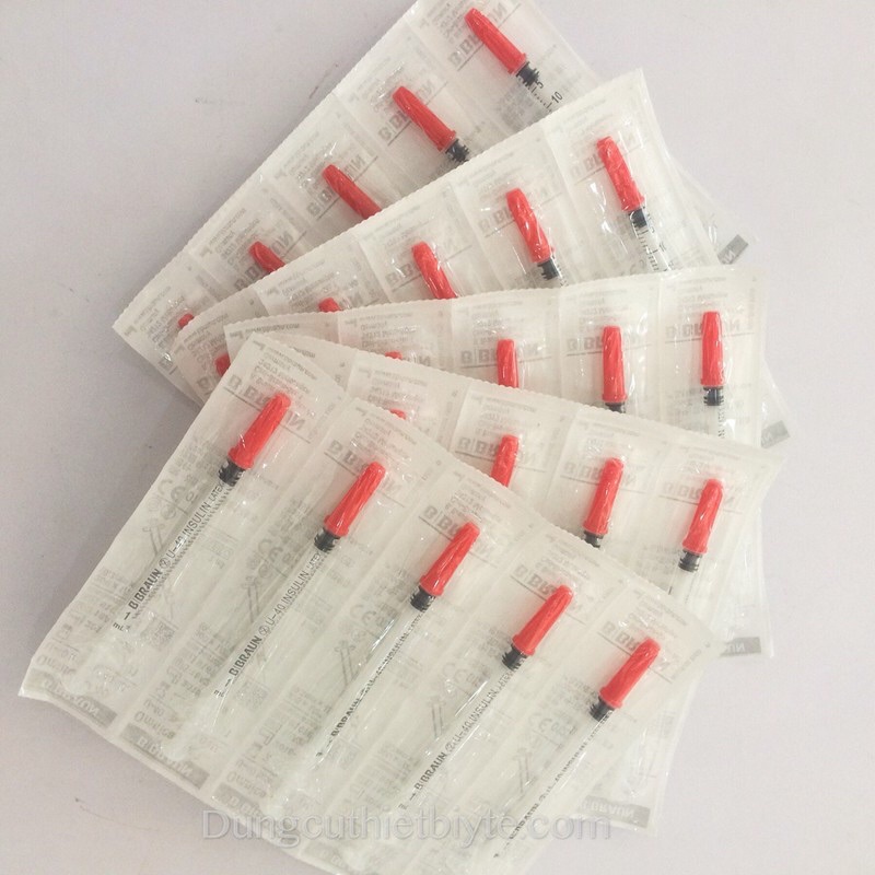 Hộp 100 Cây Bơm Tiêm Tiểu Đường BBraun 1ml INSULIN U-100 U-40 Đầu Kim 30Gx1/2
