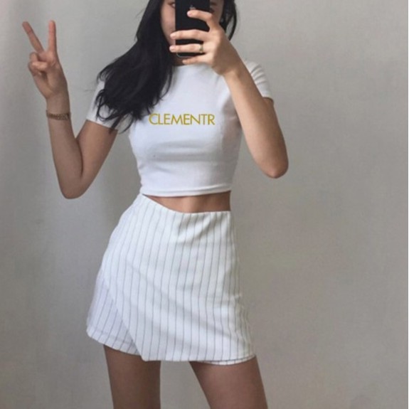 Áo Thun Croptop Nữ Chất Thun Trơn In CLEMENTR