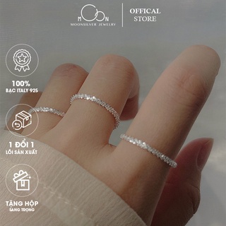 Nhẫn bạc nữ lấp lánh Moonsilver, nhẫn s925 bling bling đơn giản