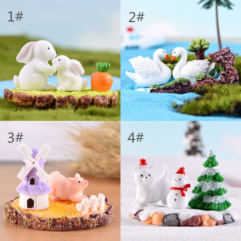 1 Tượng Thỏ / Thiên Nga / Heo / Gấu Trang Trí Vườn