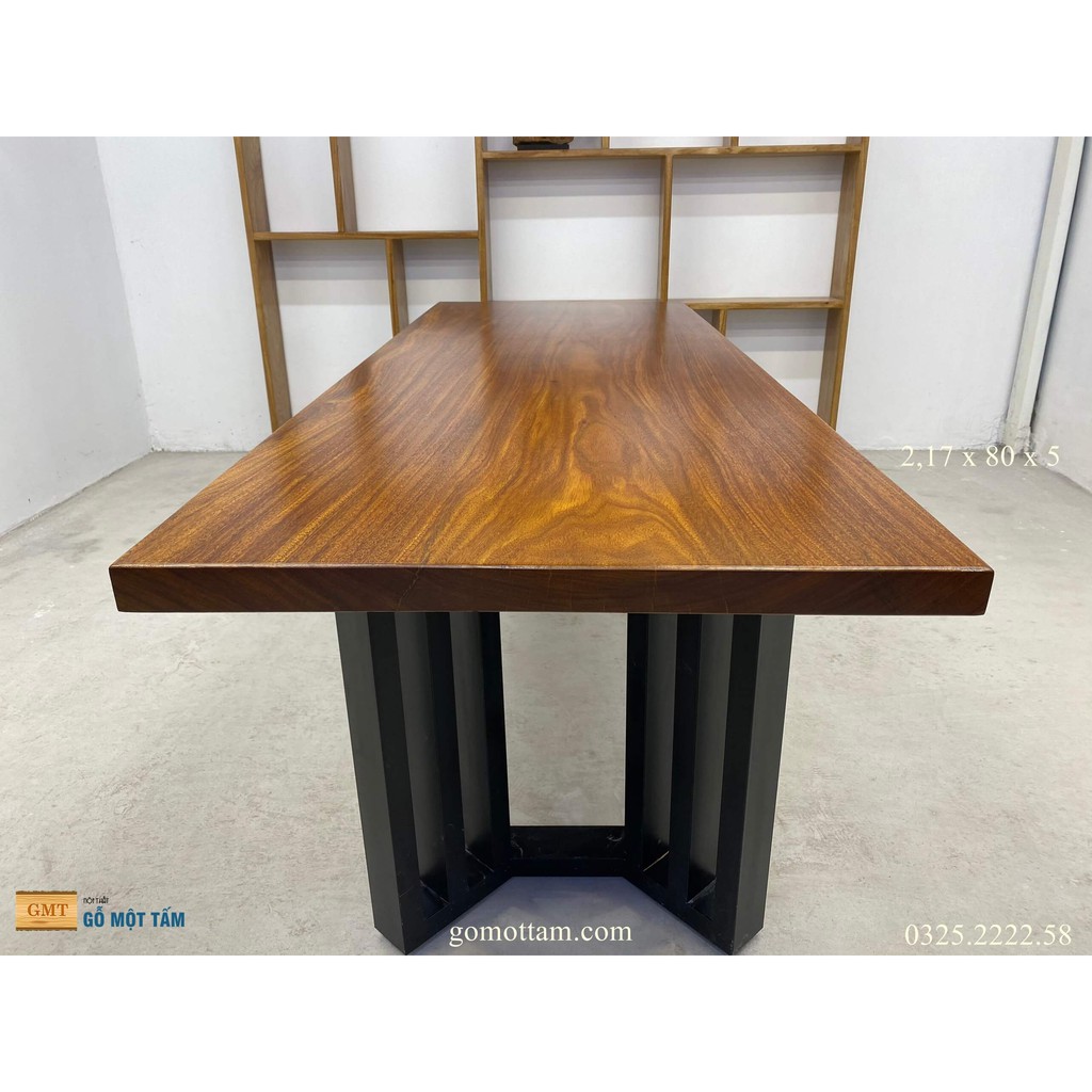 Bàn làm việc gỗ tự nhiên, Bàn họp gỗ tự nhiên nguyên tấm dài 2,17m rộng 80cm dày 5cm | BigBuy360 - bigbuy360.vn