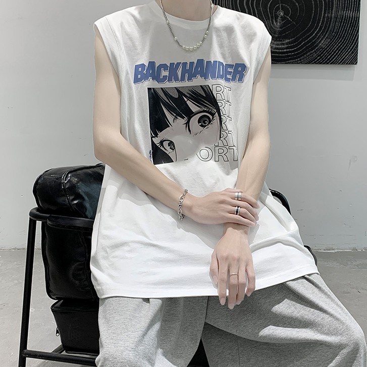 Áo thun sát nách in họa tiết thời trang trẻ trung cho nam