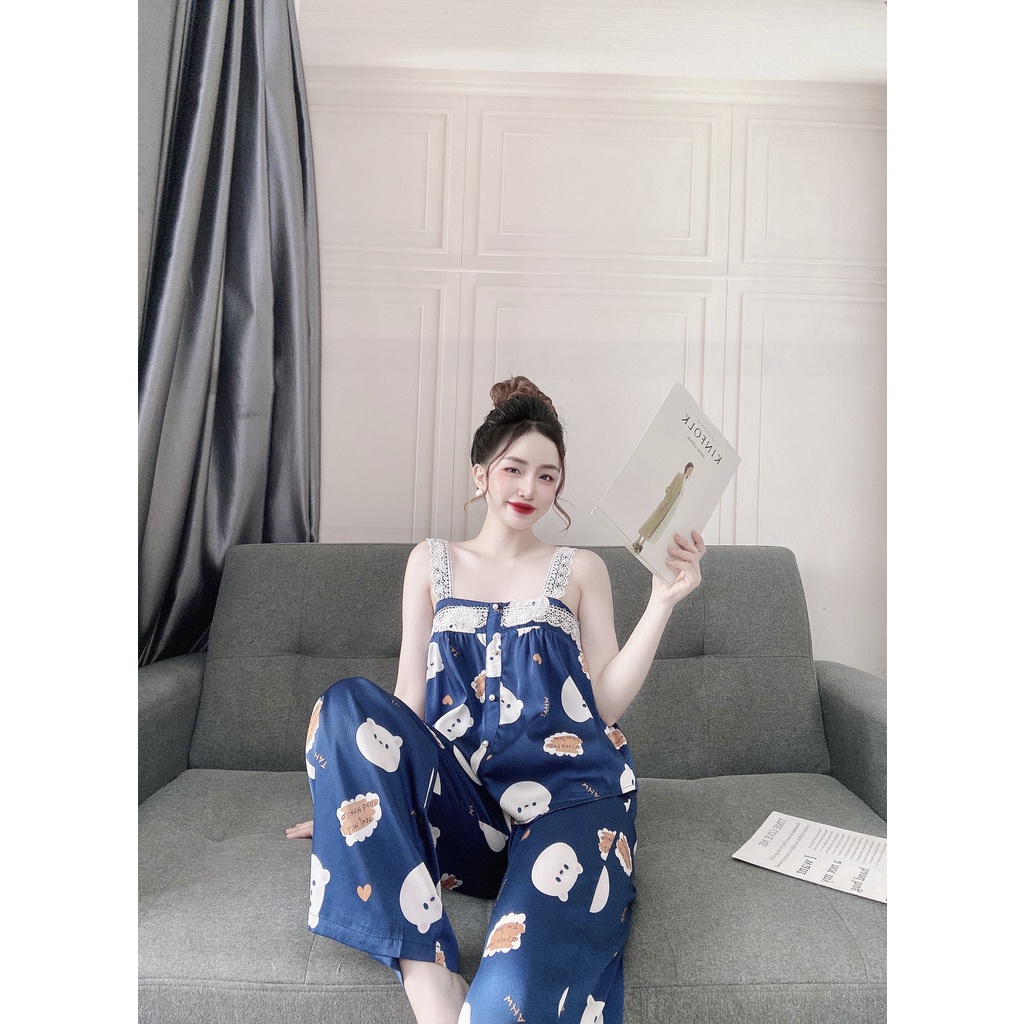 Bộ lụa hai dây hoạ tiết xinh xắn