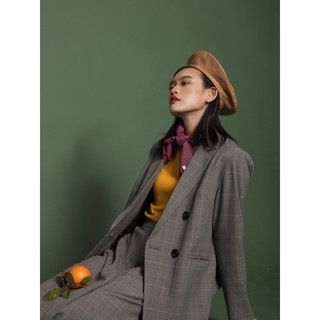 [Madelen] Blazer Kẻ Xám 4 Cúc