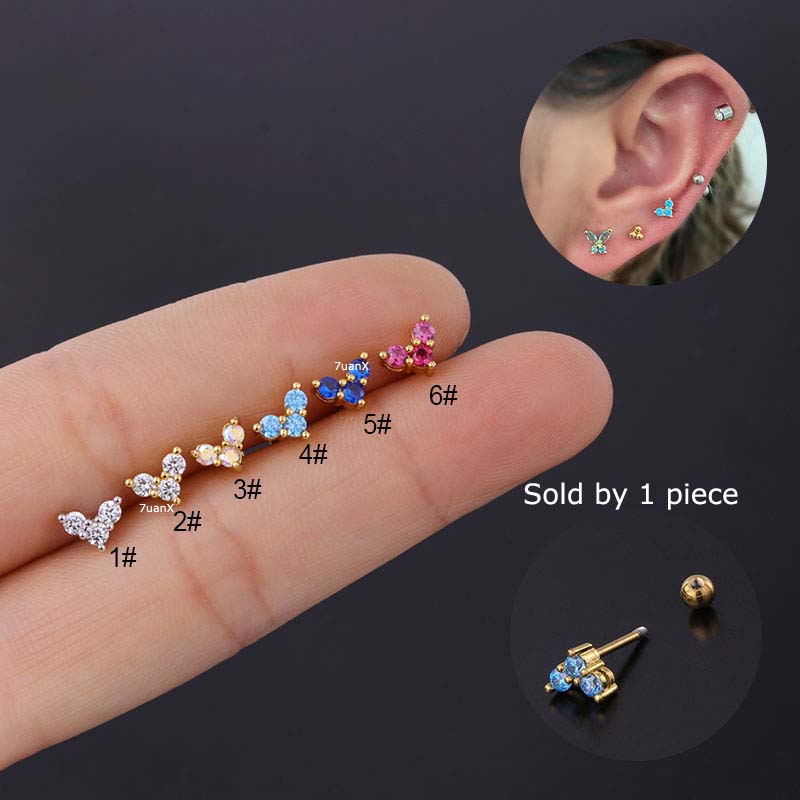 Khuyên tai hình trái tim đính đá 20/6mm bằng thép không gỉ