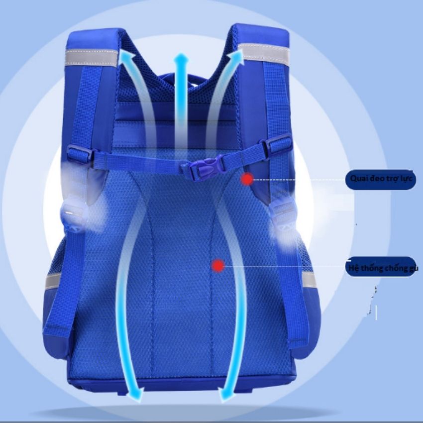 Cặp balo học sinh nam hình siêu nhân đi học tiểu học chống gù chống thấm nước cao cấp có hệ thống phản quang bảo vệ bé