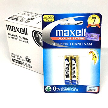 Pin AAA Maxell alkaline LR03 vỉ 2 viên chính hãng