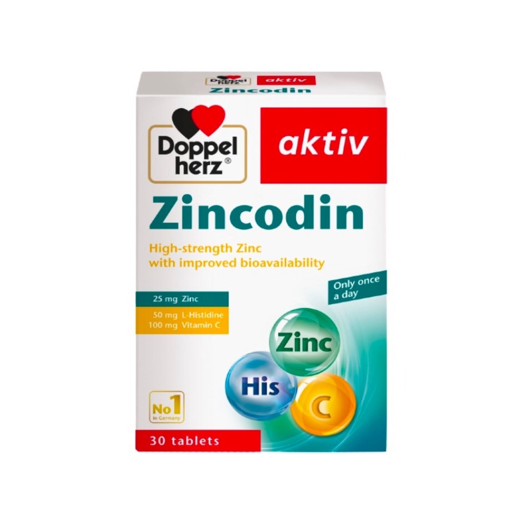 Viên Uống Tăng Đề Kháng Doppelherz Zincodin - Nâng Cao Hệ Miễn Dịch &amp; Tăng Cường Sức Đề Kháng Cho Cơ Thể (Hộp 30 Viên)