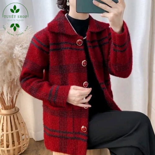 Áo Khoác Len Xù Sang Trọng Cho Phụ Nữ Trung Niên. Áo Cho Bà, Ao Cho Mẹ.