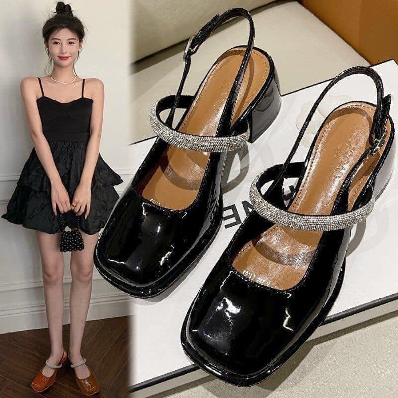 Giày cao gót sandal nữ bịt mũi quai đá hàng Quảng Châu cao cấp FULL BOX
