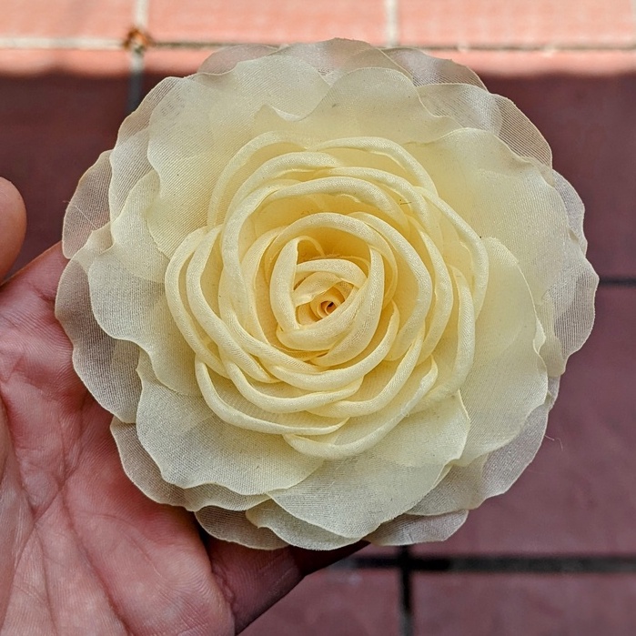 Hoa cài áo vải voan size 9cm, phụ kiện trang trí áo váy