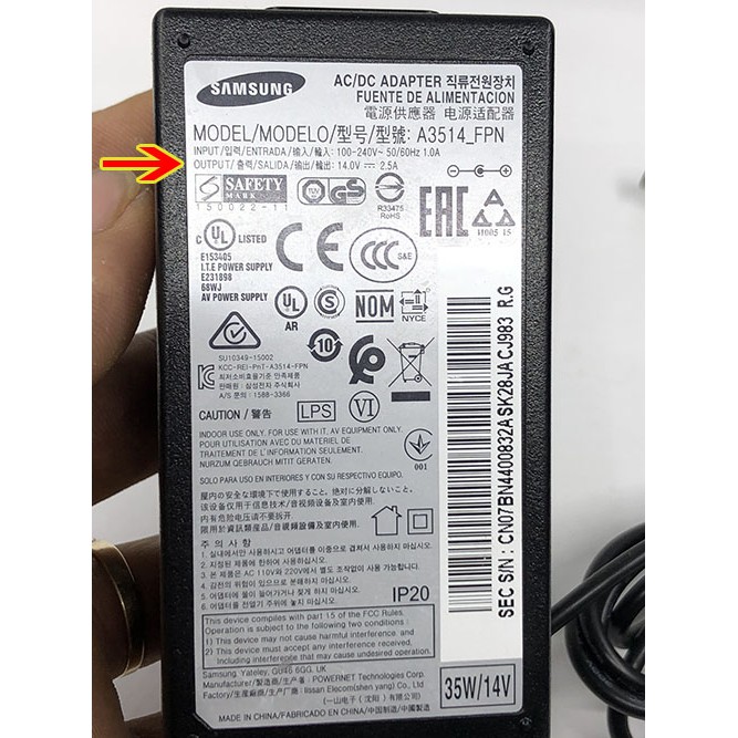 Adapter nguồn màn hình Samsung 14V 2.5A chính hãng