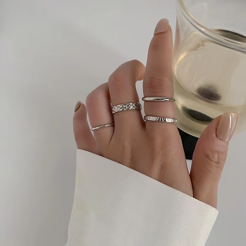 Set 4 nhẫn bạc iF YOU dạng xoắn thời trang cổ điển cho nữ