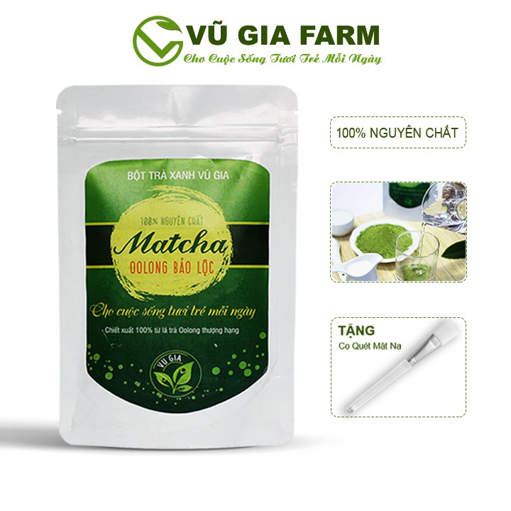 Matcha Oolong Sấy Lạnh Nguyên Chất Vũ Gia (50g/túi) + Tặng Cọ Quét Dưỡ