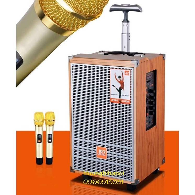 Loa kéo karaoke di động JBZ 1203 bas 3 tấc, kèm 2 micro nhôm UHF không dây, hát karaoke cưc hay, giá rẻ. bảo hành 1 năm