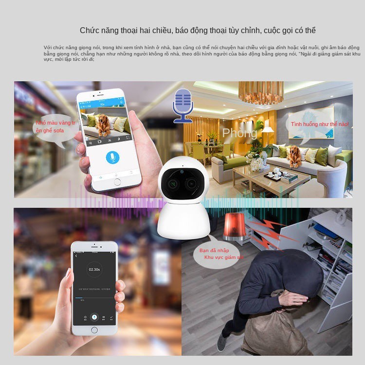 Màn hình thông minh mạng không dây HD 360 độ camera trong nhà và ngoài trời điện thoại di động giám sát WiFi từ
