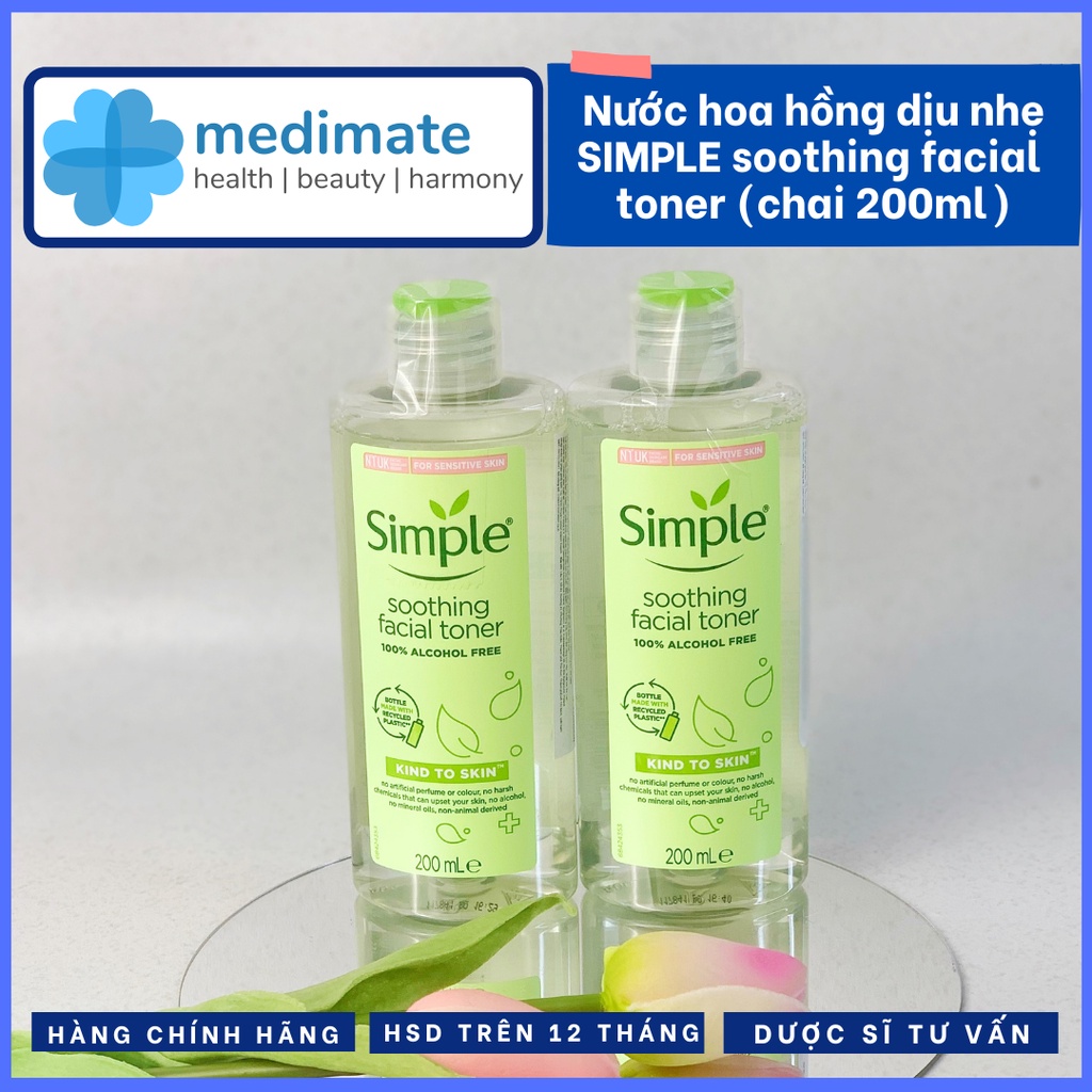 Nước hoa hồng Simple soothing facial toner làm dịu, cấp ẩm cho da nhạy cảm 200ml