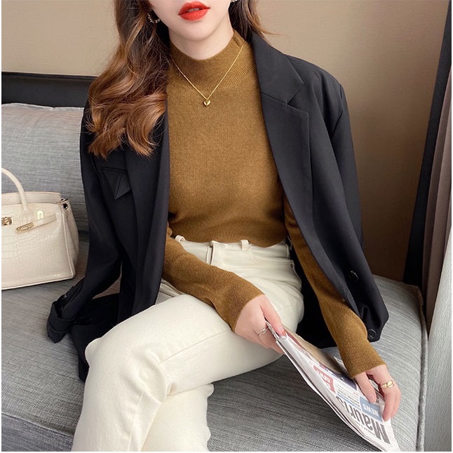 Áo sweater ZHELIHANGFEI dệt kim tay dài cổ lọ thời trang trẻ trung