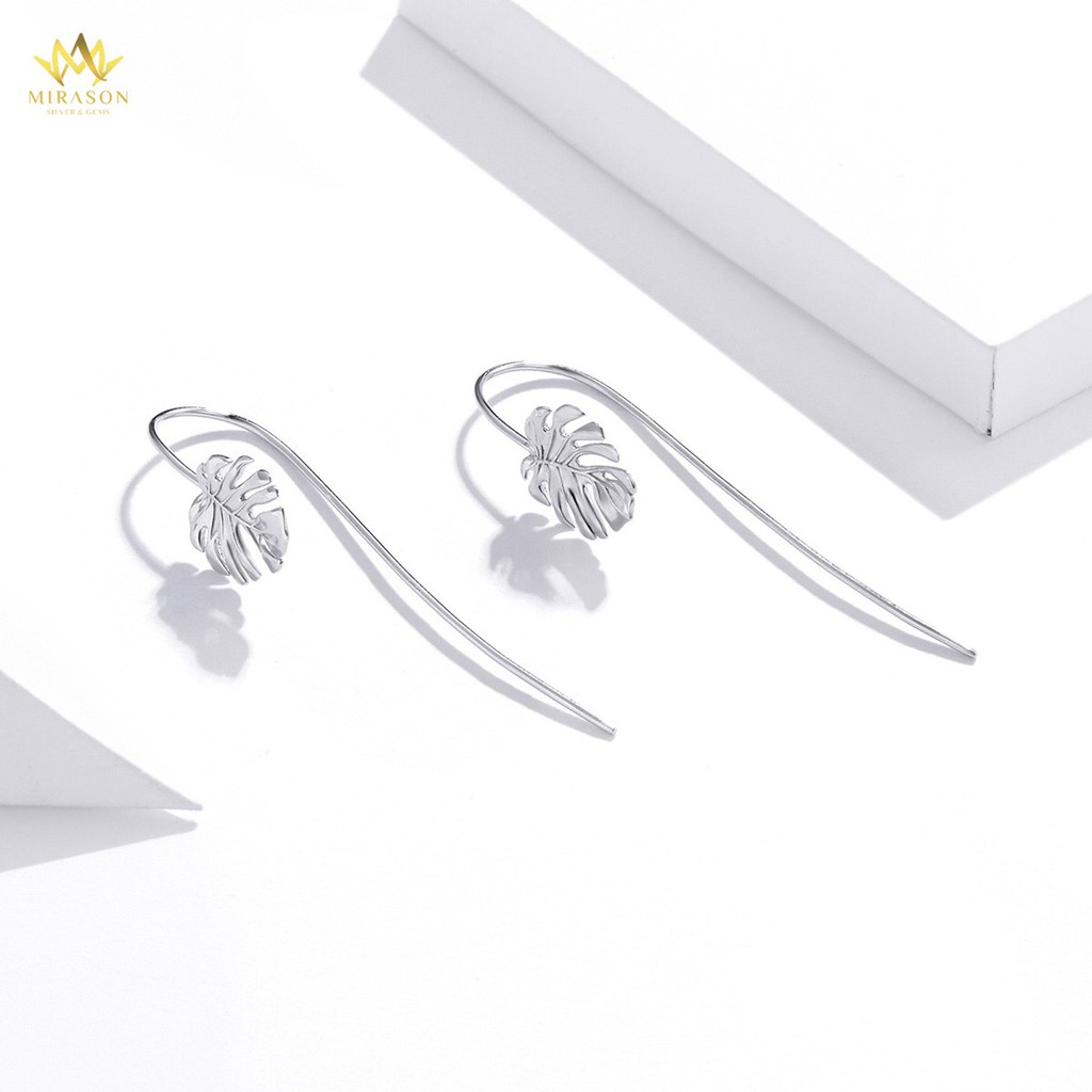 Khuyên Tai Bạc Nữ Lá Monstera May Mắn - Bông Tai Nữ Bạc 925 Cao Cấp