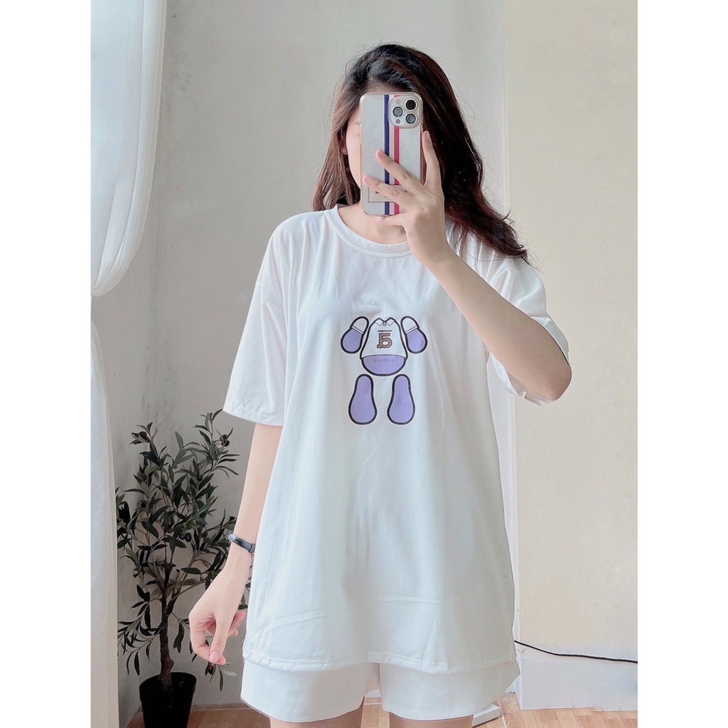 Áo Thun Gấu Cut Đầu Peonyb Nữ [FREESHIP]  Phông form rộng tay lỡ in hình vintage, 3158 oversize đẹp cá tính Ulzzang