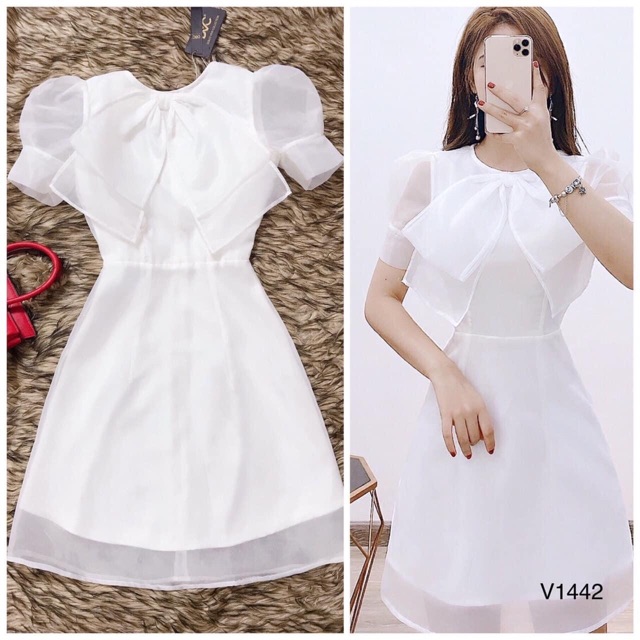 Đầm trắng nơ