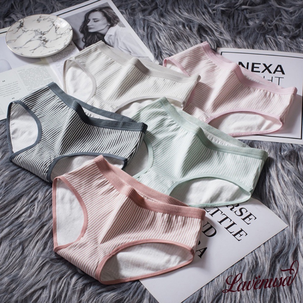 Quần lót nữ kháng khuẩn Cotton kẻ sọc thoáng khí cao cấp LAVENUSA QL34