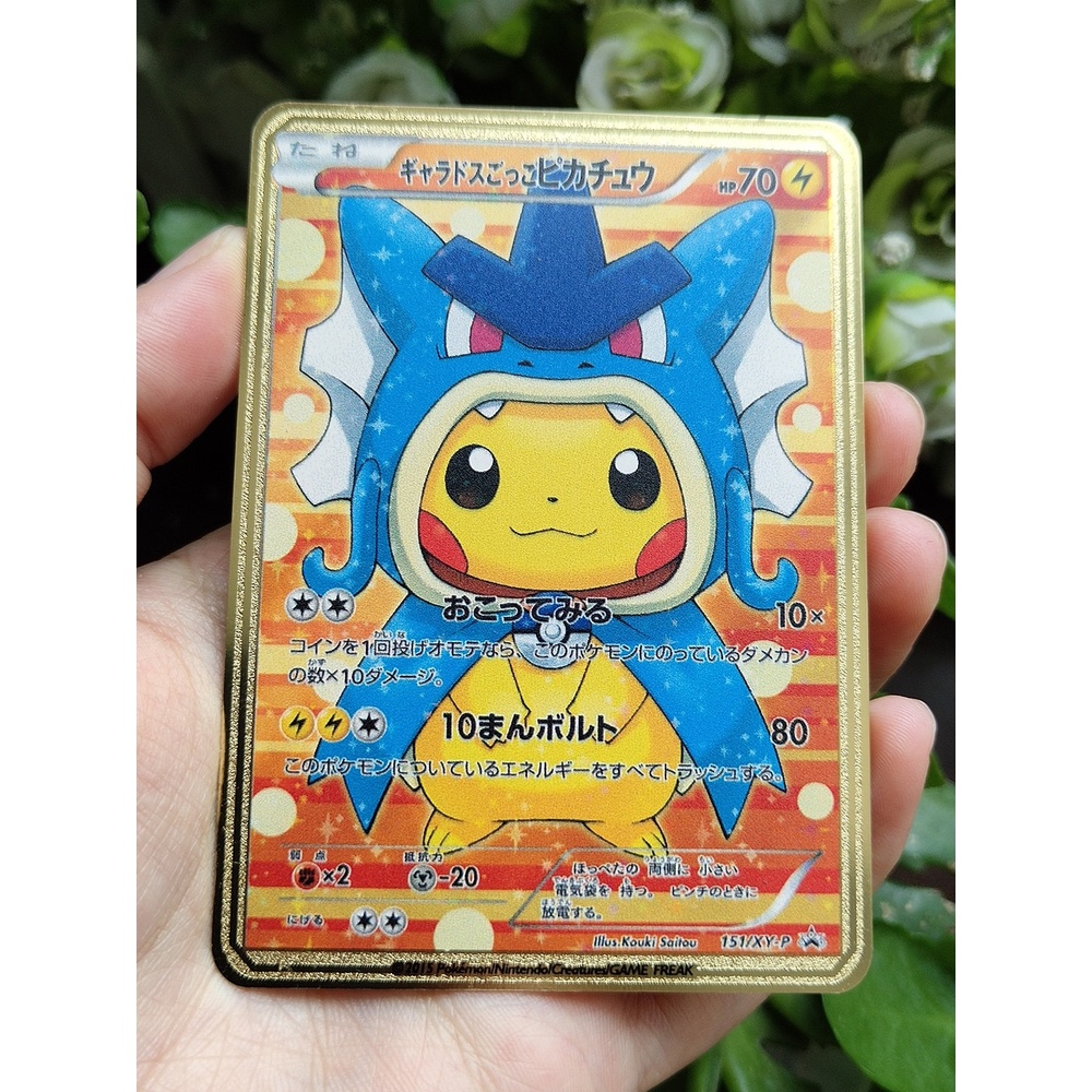 Pikachu Cosplay Pokemon Metal card Japanese version Charizard Golden Game Cards kids birthday gift